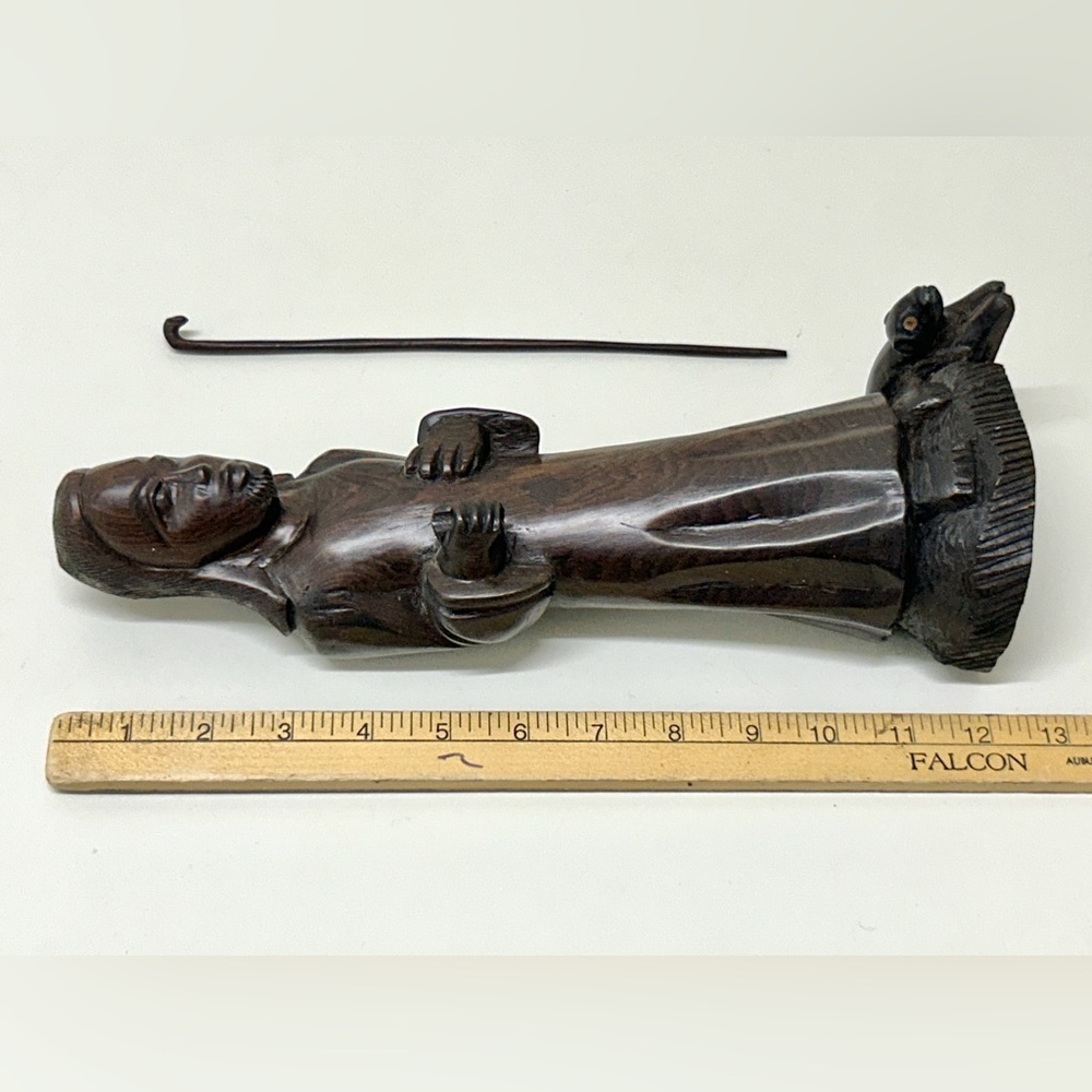 Vintage Ethiopian Artisan Hand Carved Ebony Wood African Shepherd Jesus Statue - Picture 10 of 16